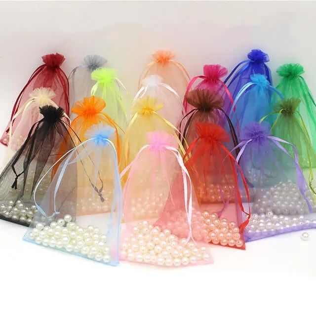 10 Pack Burgundy Organza Drawstring Wedding Party Favor Bags 6"x9"