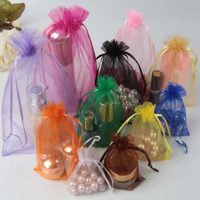 10 Pack Burgundy Organza Drawstring Wedding Party Favor Bags 6"x9"