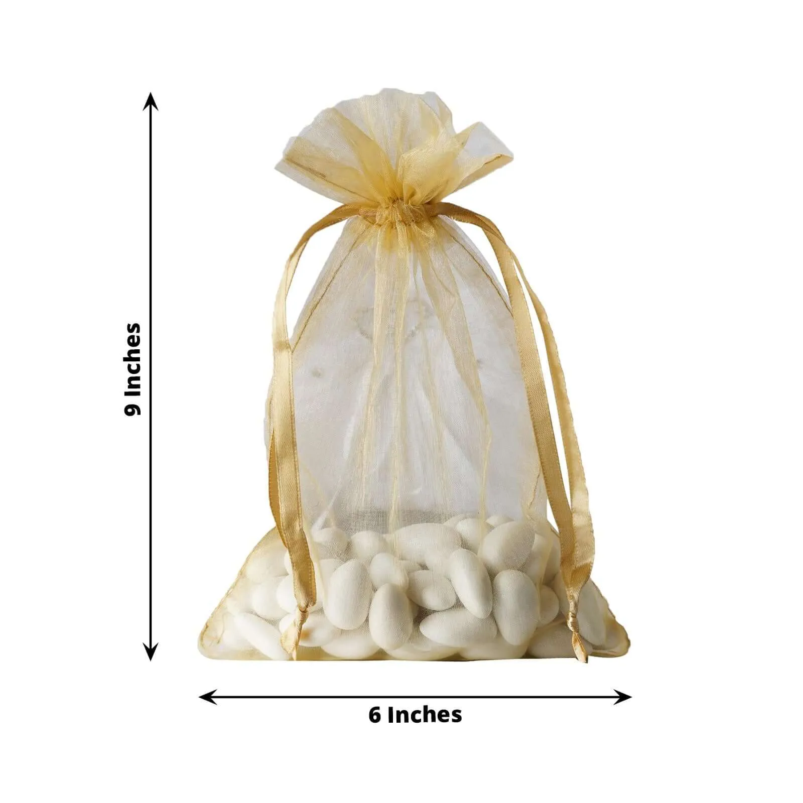 10 Pack Gold Organza Drawstring Wedding Party Favor Gift Bags 6"x9"