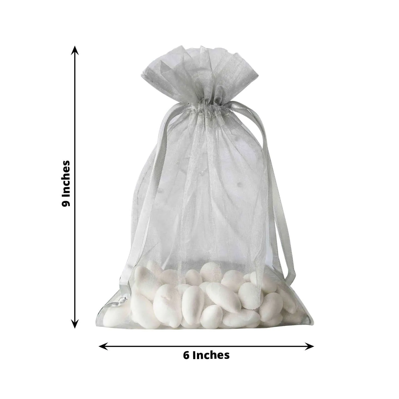 10 Pack Silver Organza Drawstring Wedding Party Favor Gift Bag 6"x9"