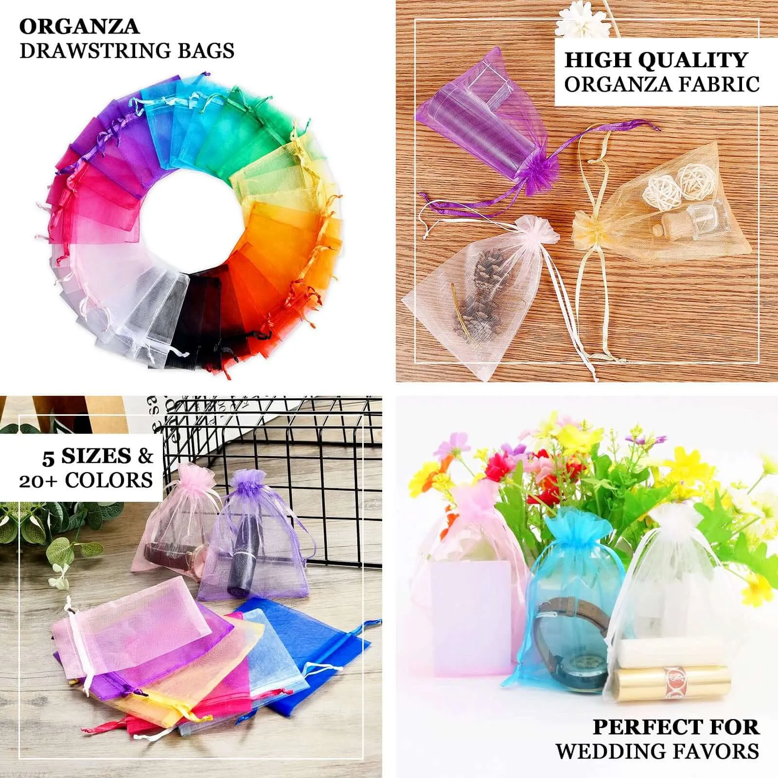 10 Pack Silver Organza Drawstring Wedding Party Favor Gift Bag 6"x9"