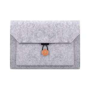 15.4 Inch Grey Felt Laptop Inner Bag with Multi-purpose Button