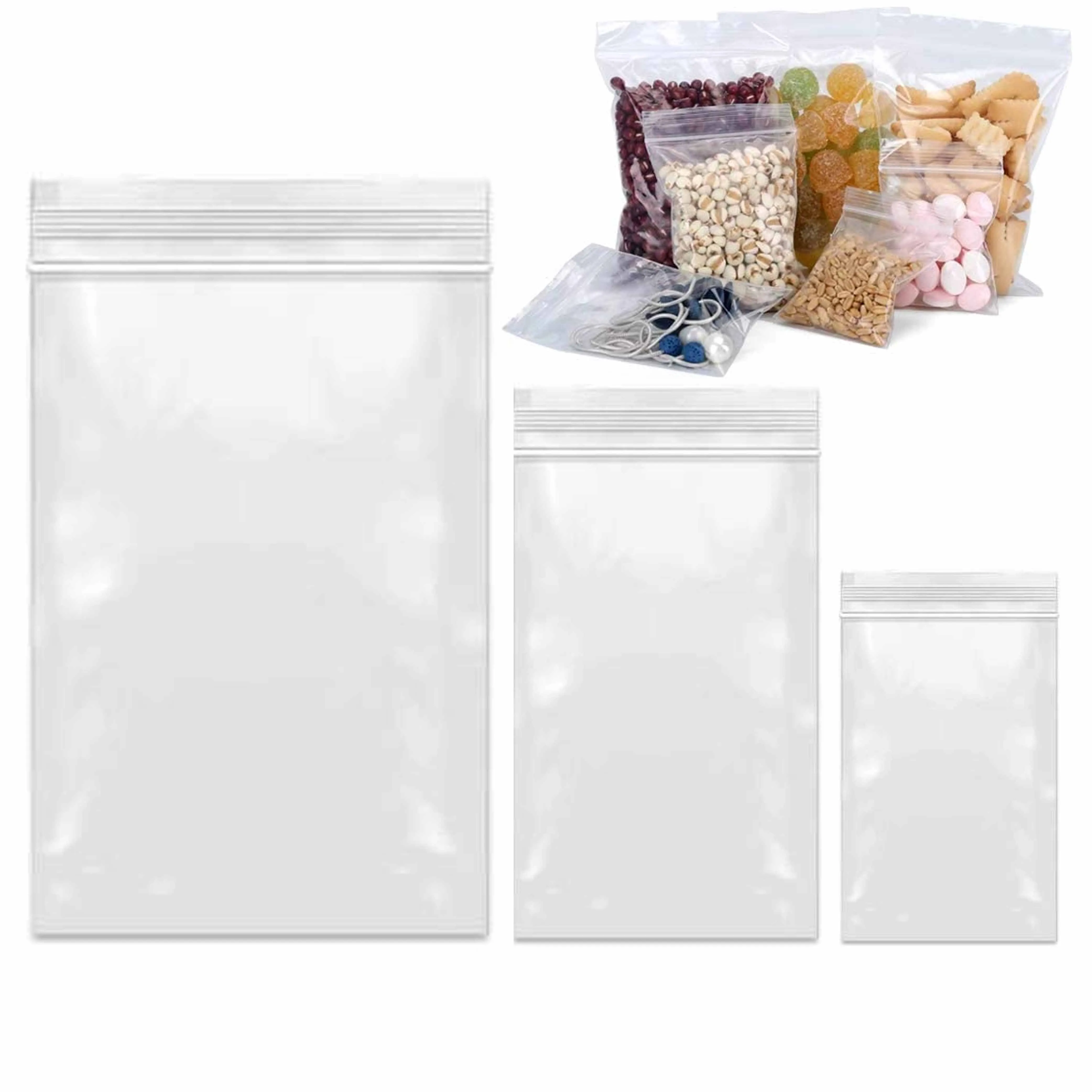 60ct Assorted Size Reclosable Bags Clear Poly Seal Plastic Baggies Snacks Crafts