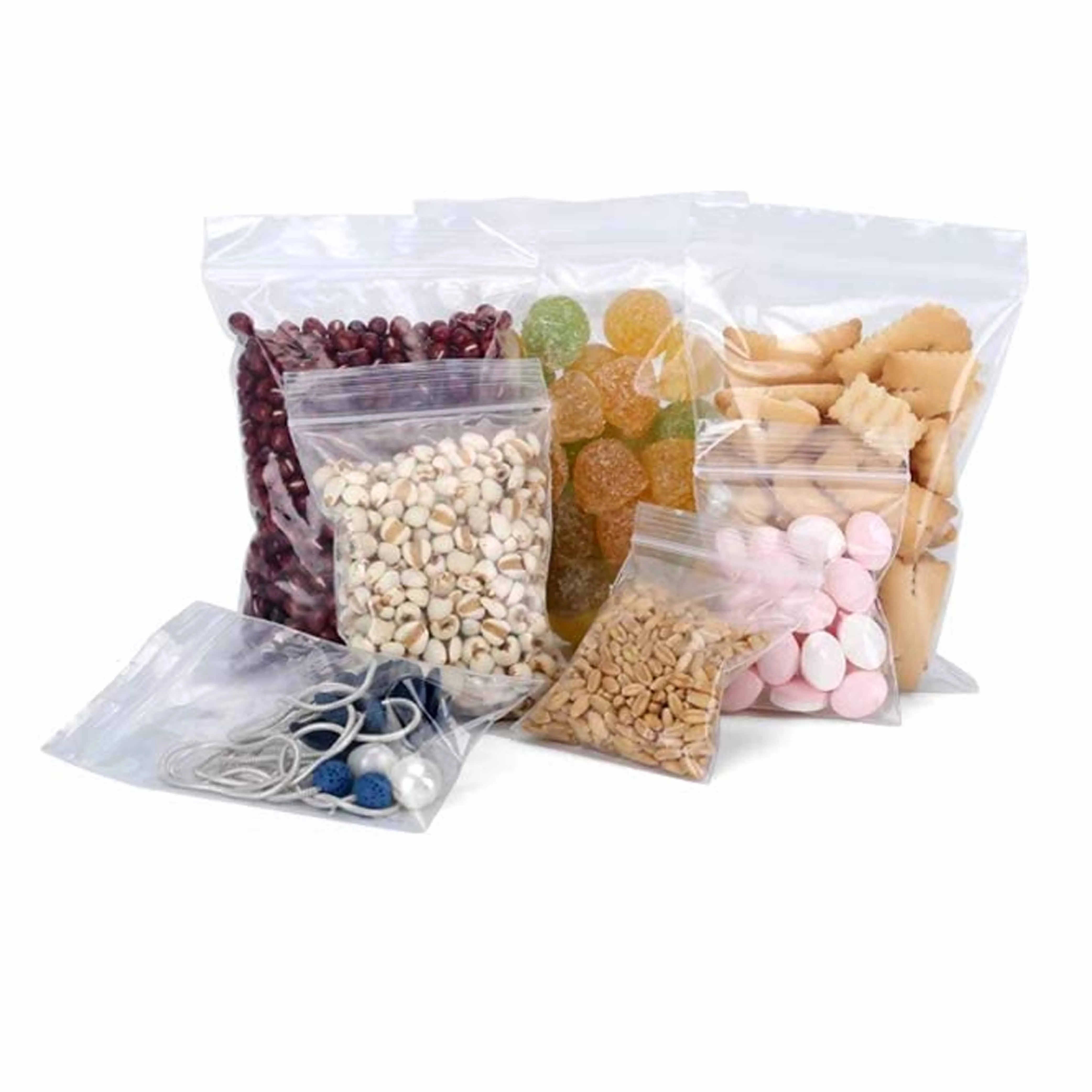 60ct Assorted Size Reclosable Bags Clear Poly Seal Plastic Baggies Snacks Crafts