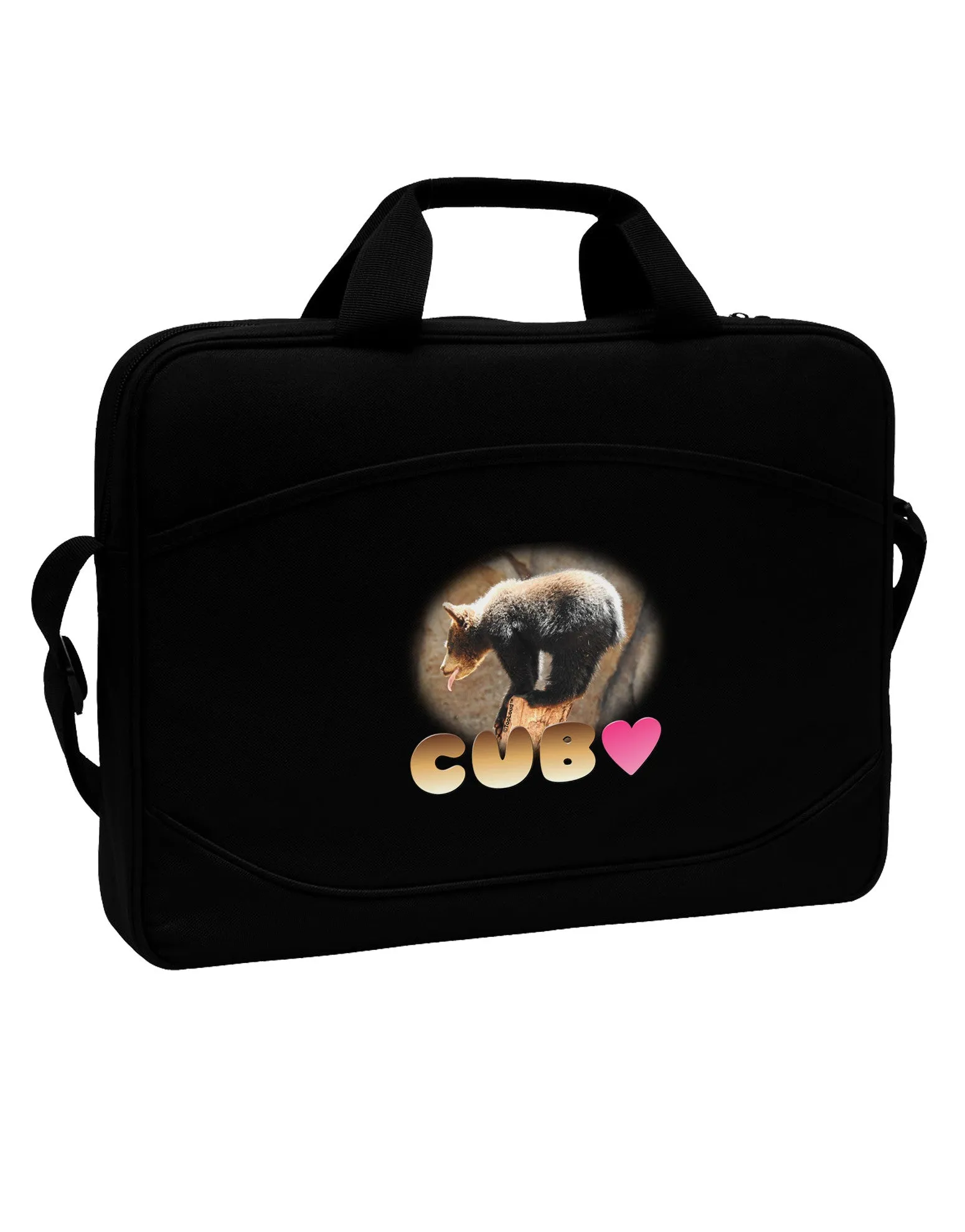 Balancing Bear Cub with Text 15&#x22; Dark Laptop / Tablet Case Bag