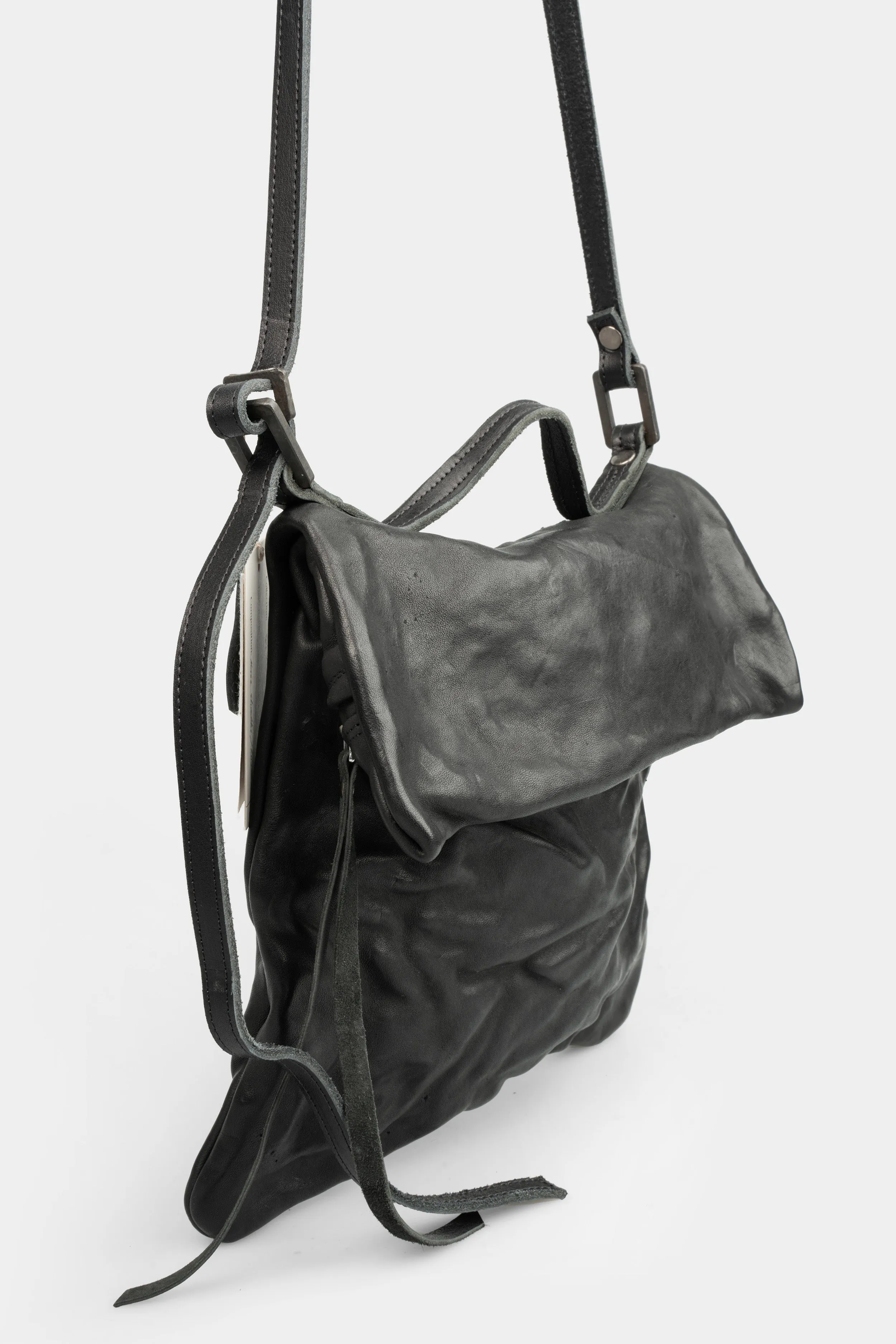 Folded messenger leather bag