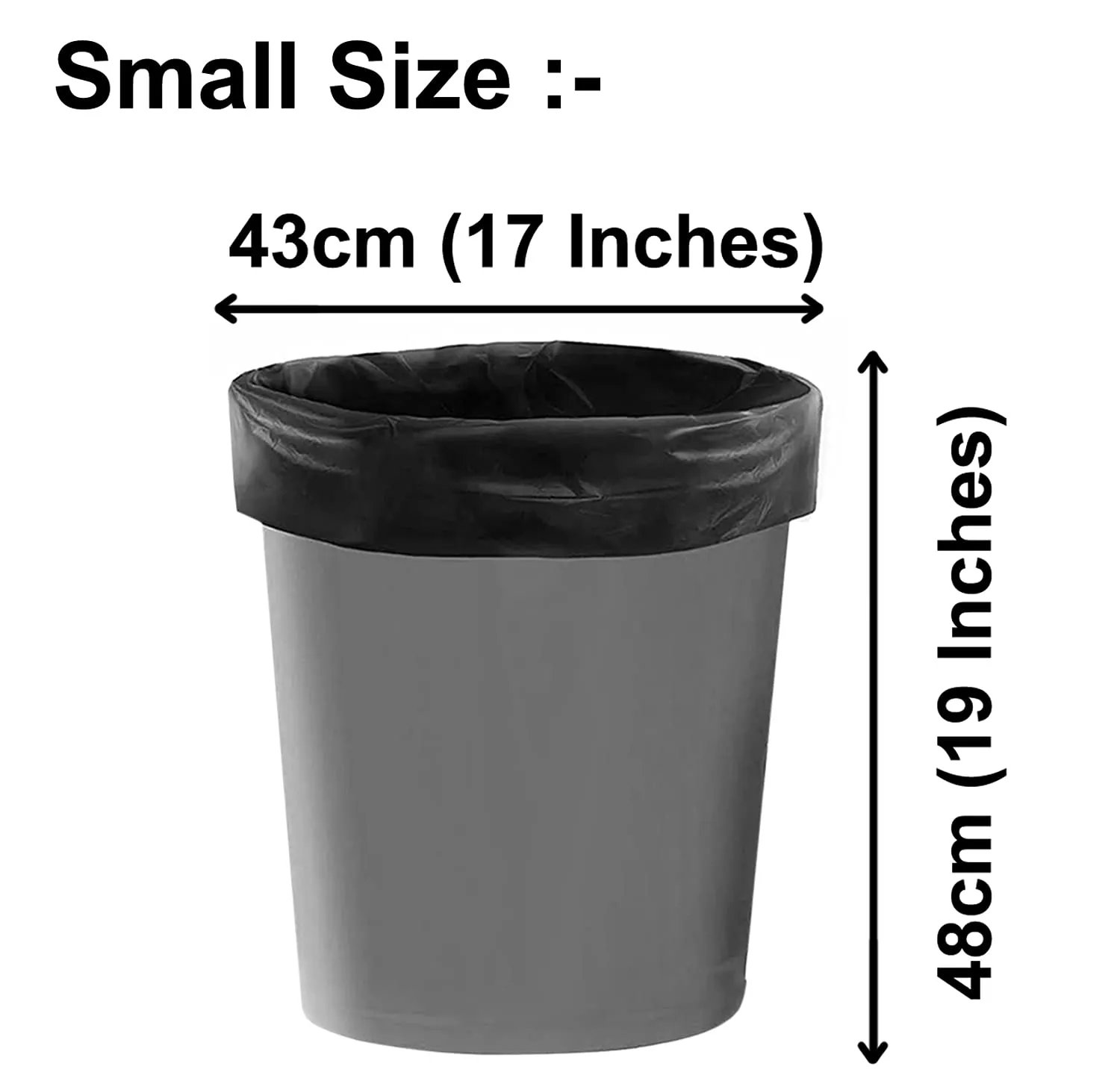 Heart Home (Small) Eco - Friendly Dustbin Bags - (150 Pcs) Leakproof | Odour Free | Strong Garbage Bags - For Trash And Waste - Dustbin Covers For Kitchen And Pantry (19 x 17 Inches) (Black)