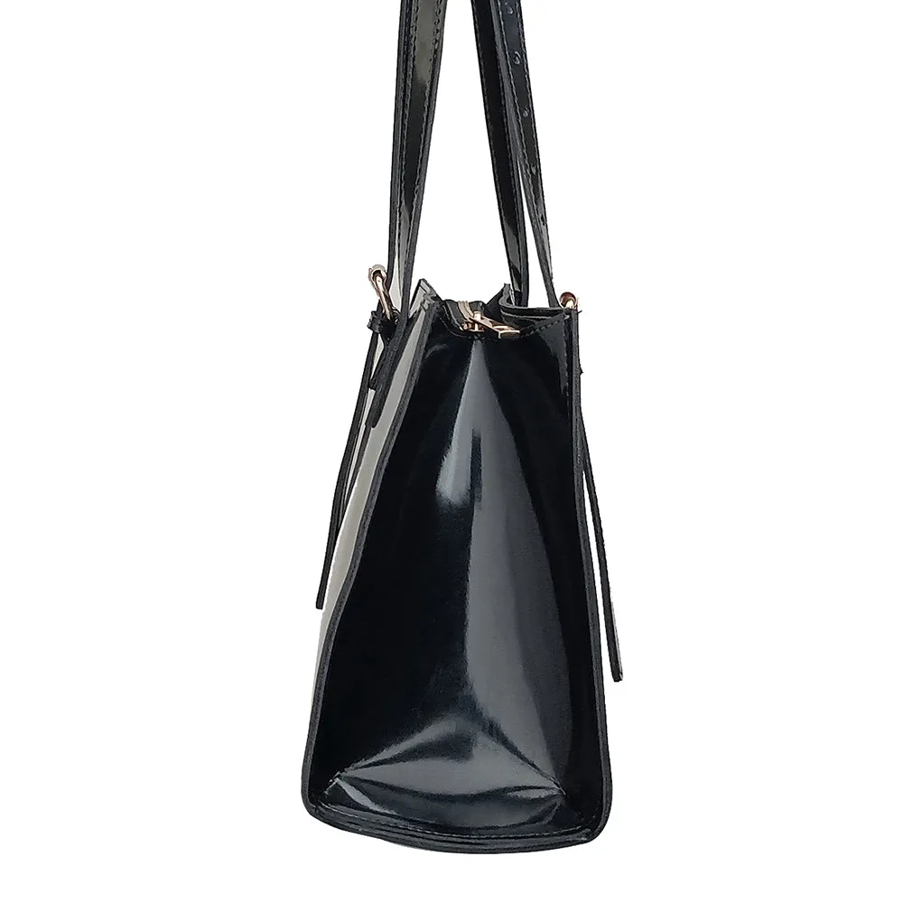 IMARS Stylish Black Handbag for Women and Girls - Shoulder Bag Made with Faux Leather