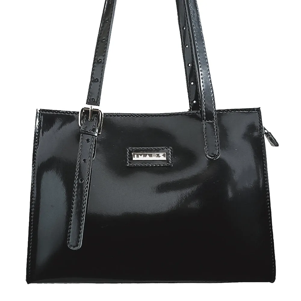 IMARS Stylish Black Handbag for Women and Girls - Shoulder Bag Made with Faux Leather