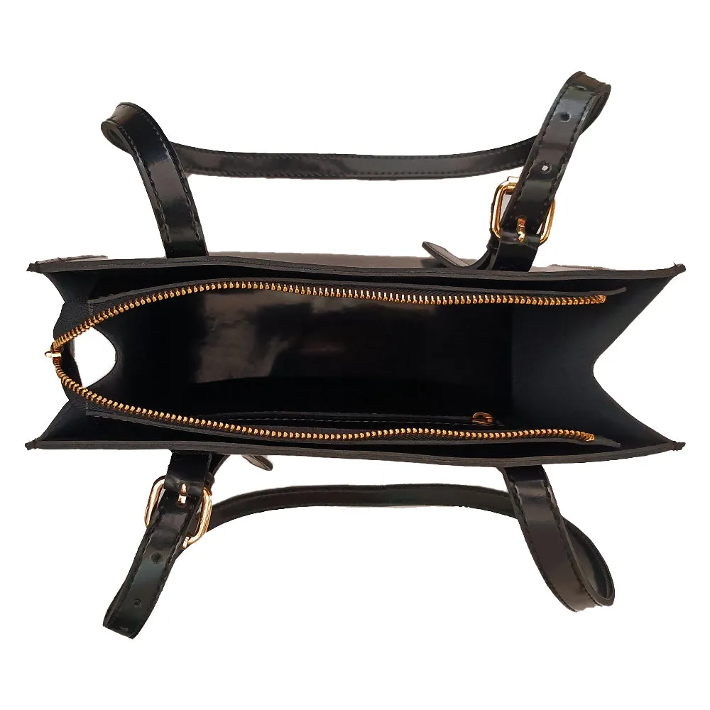 IMARS Stylish Black Handbag for Women and Girls - Shoulder Bag Made with Faux Leather