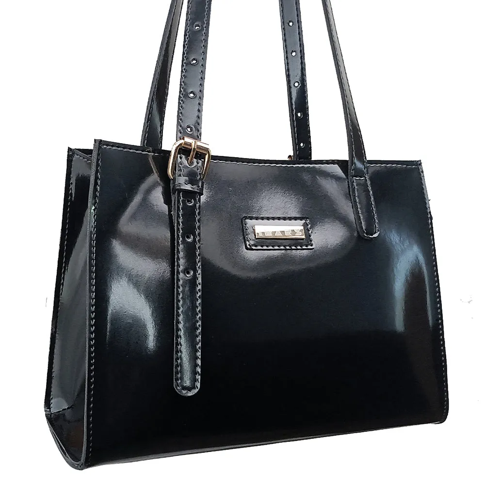 IMARS Stylish Black Handbag for Women and Girls - Shoulder Bag Made with Faux Leather