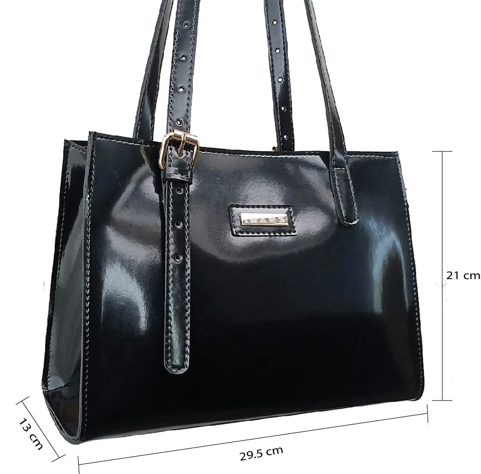 IMARS Stylish Black Handbag for Women and Girls - Shoulder Bag Made with Faux Leather