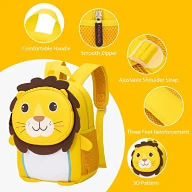 Kids School Bag Soft Plush Backpacks Cartoon Boys Girls Baby (2-5 Years) (LION)