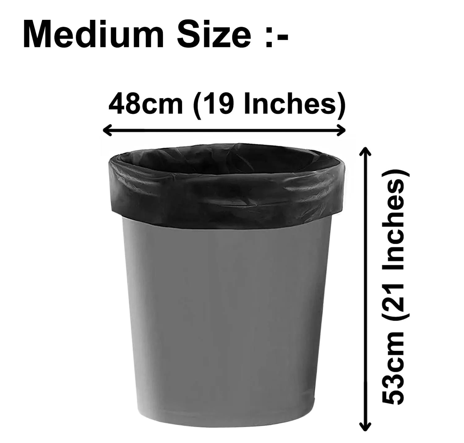 Kuber Industries Medium 300 Garbage Bags/Dustbin Bags, 19x21 Inches (Black)-HS41KUBMART24039