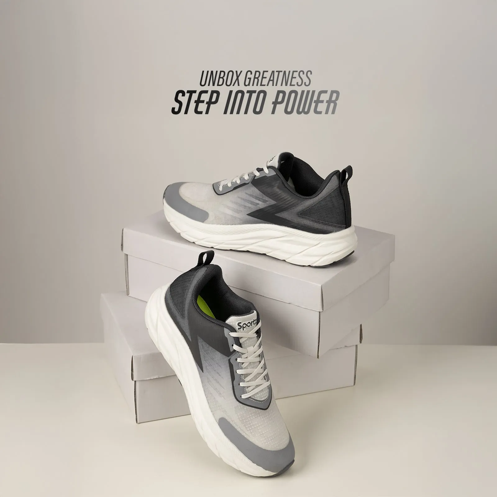 Men's Lace-up Sports Shoe - WS97543 White Grey