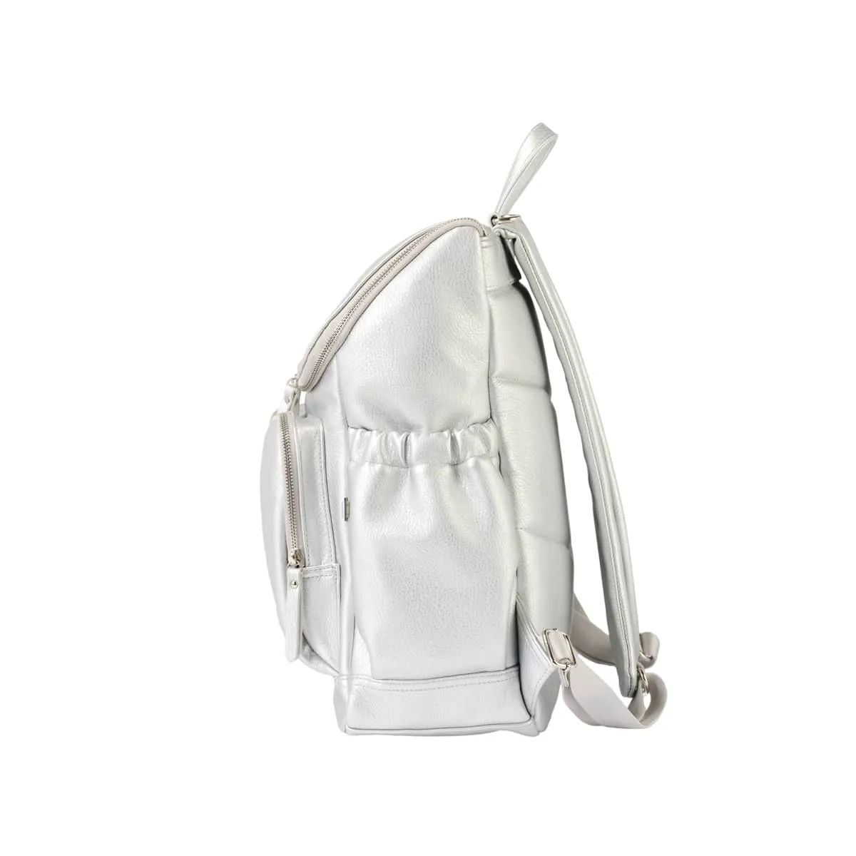 OiOi Vegan Leather Nappy Backpack - Metallic Silver Dimple