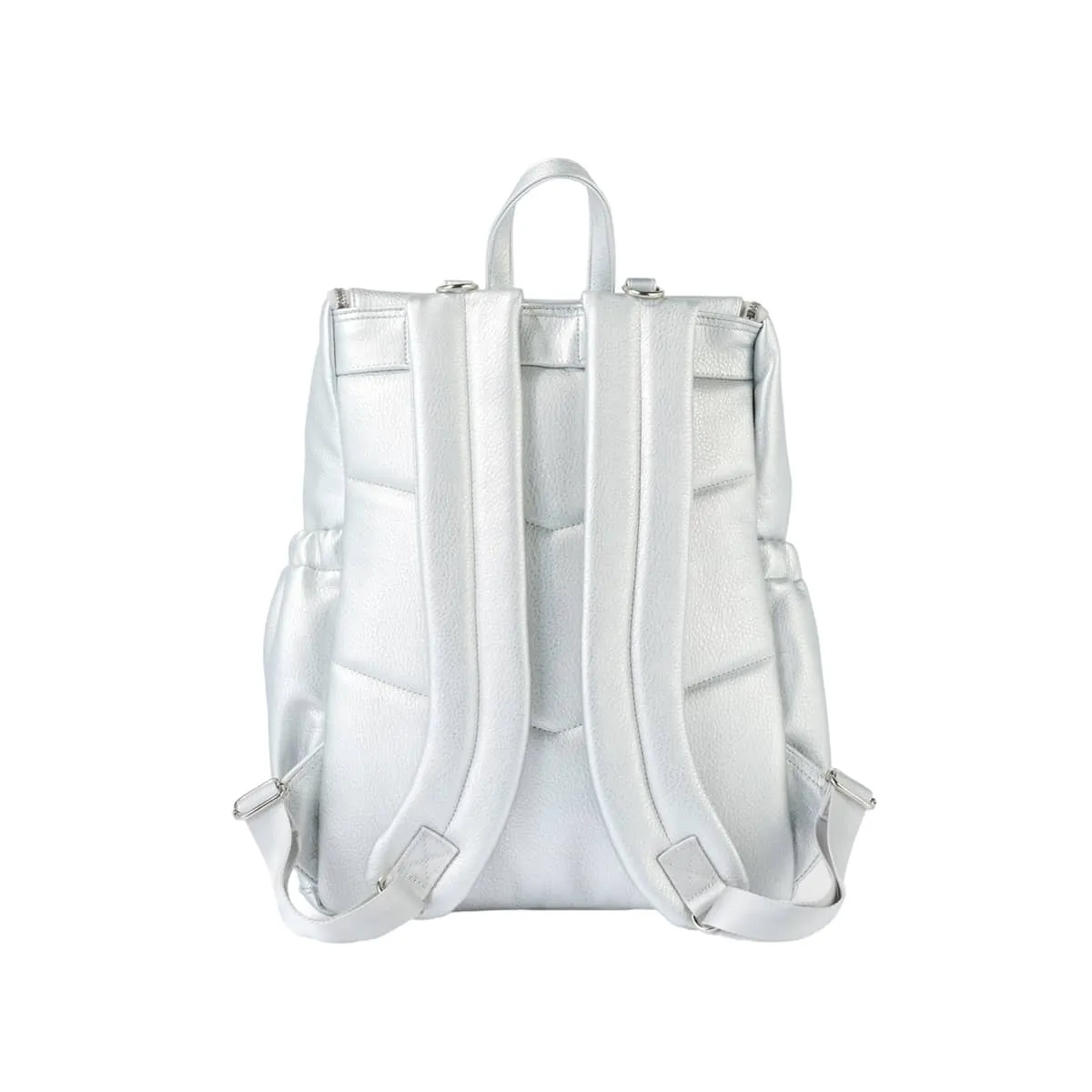 OiOi Vegan Leather Nappy Backpack - Metallic Silver Dimple