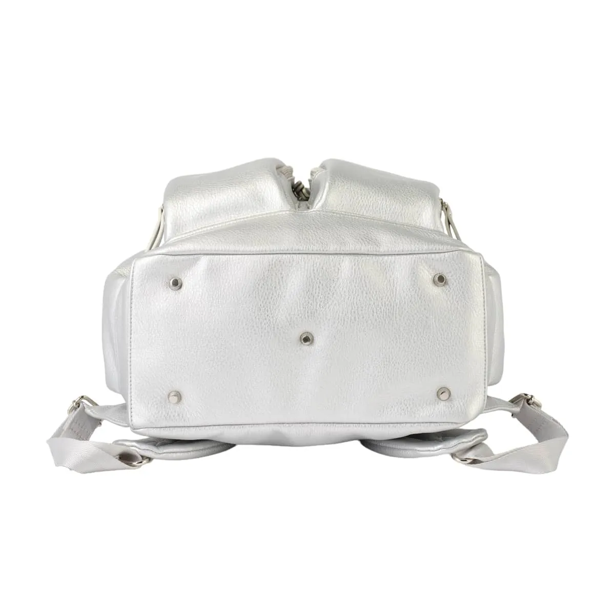 OiOi Vegan Leather Nappy Backpack - Metallic Silver Dimple