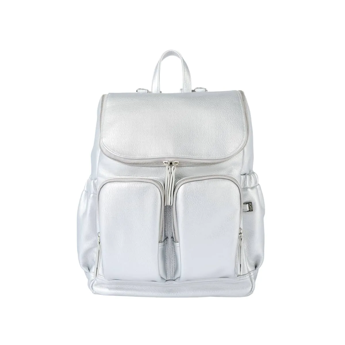 OiOi Vegan Leather Nappy Backpack - Metallic Silver Dimple