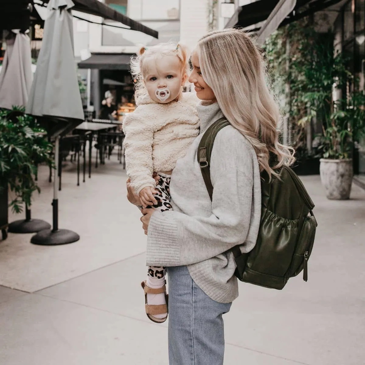 OiOi Vegan Leather Nappy Backpack - Olive