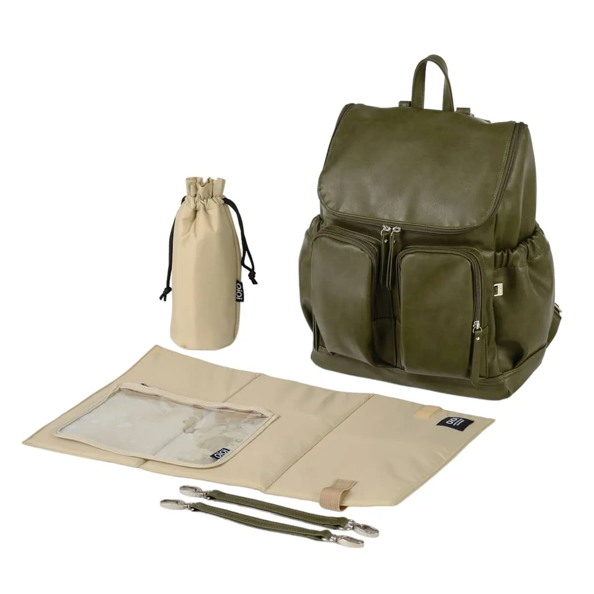 OiOi Vegan Leather Nappy Backpack - Olive