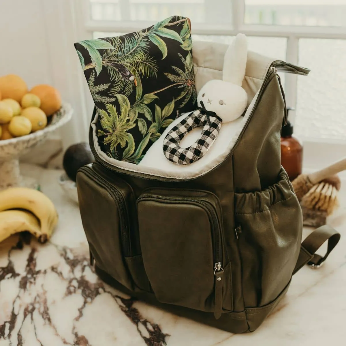 OiOi Vegan Leather Nappy Backpack - Olive