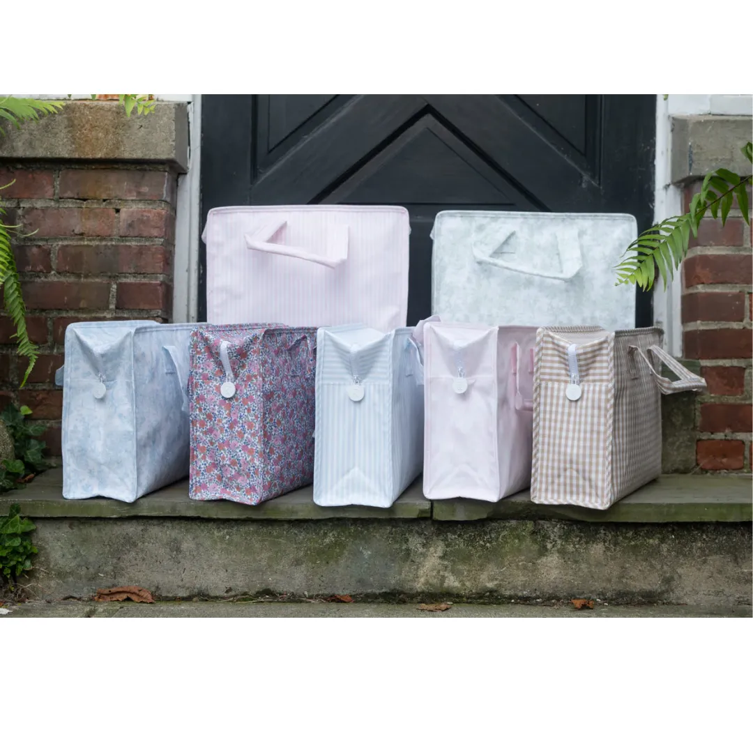 Personalized Blue Stripes Overnight Tote