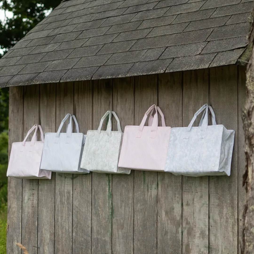 Personalized Blue Stripes Overnight Tote