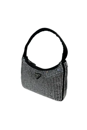 Rada Rhinestone Shoulder Bag (Silver/Black)