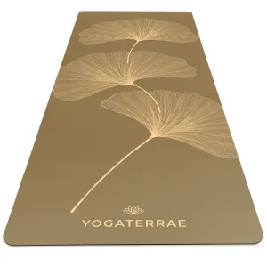 TAPIS DE YOGA GINKGOS LIGHT BRONZE OLIVE EN PU-CAOUTCHOUC NATUREL