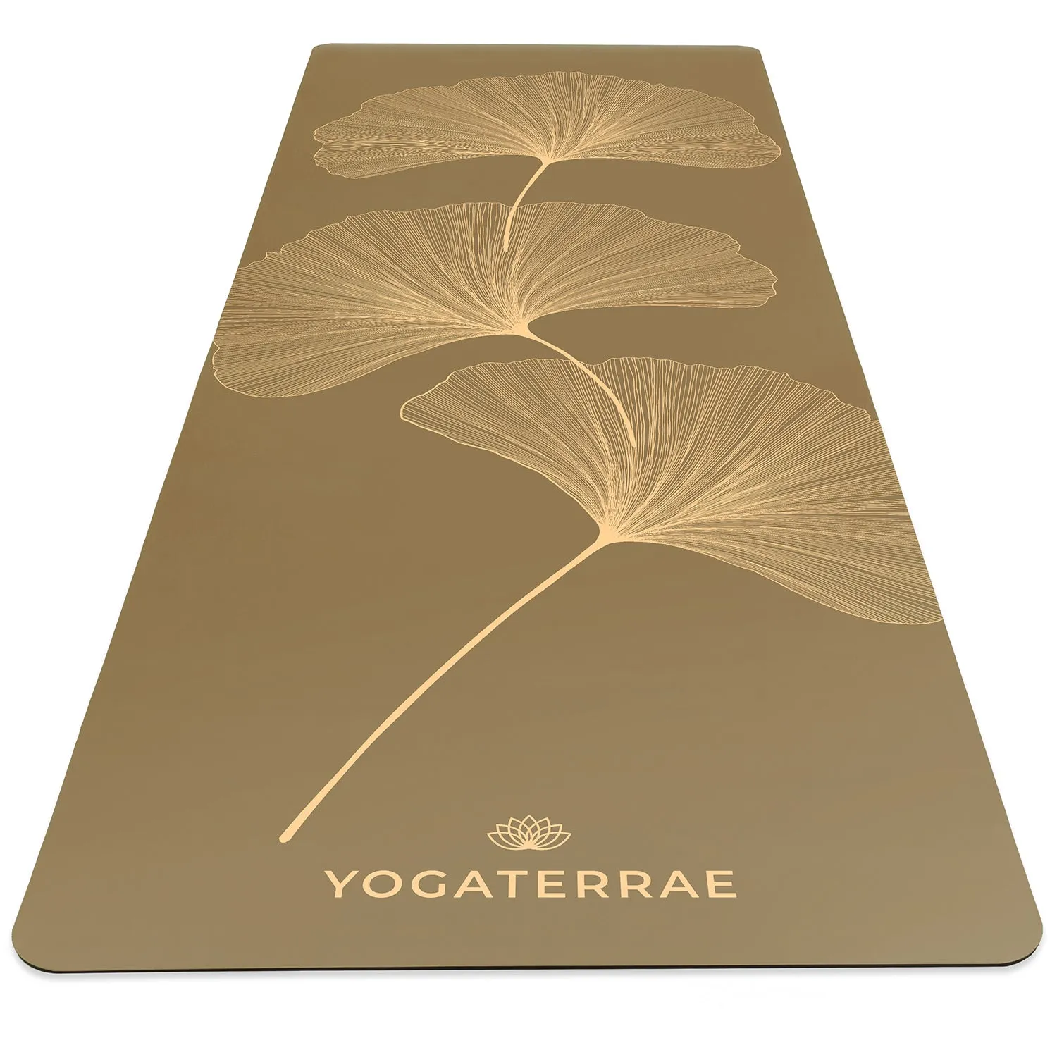 TAPIS DE YOGA GINKGOS LIGHT BRONZE OLIVE EN PU-CAOUTCHOUC NATUREL