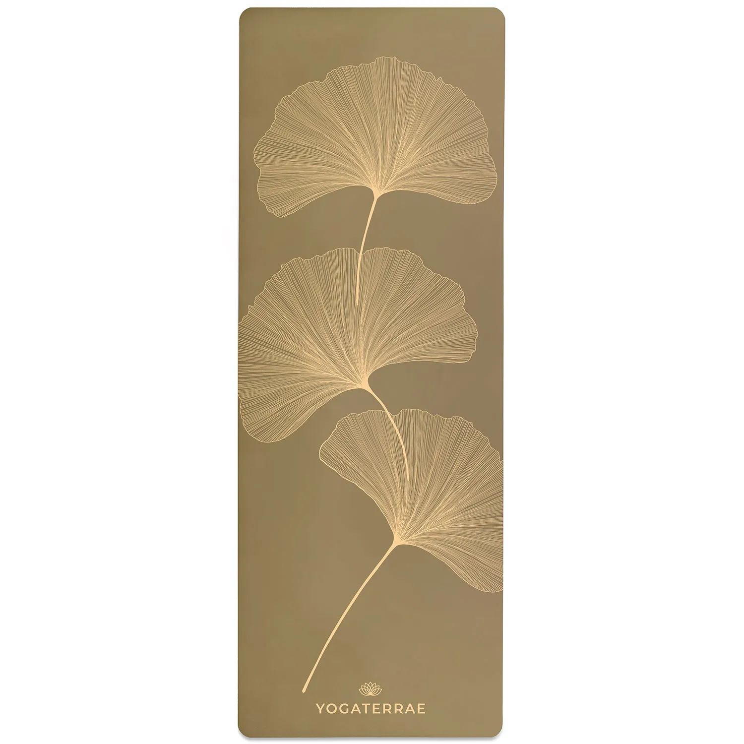 TAPIS DE YOGA GINKGOS LIGHT BRONZE OLIVE EN PU-CAOUTCHOUC NATUREL