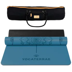 TAPIS DE YOGA MANDALA BLEU POLAIRE EN PU-CAOUTCHOUC NATUREL AVEC SAC