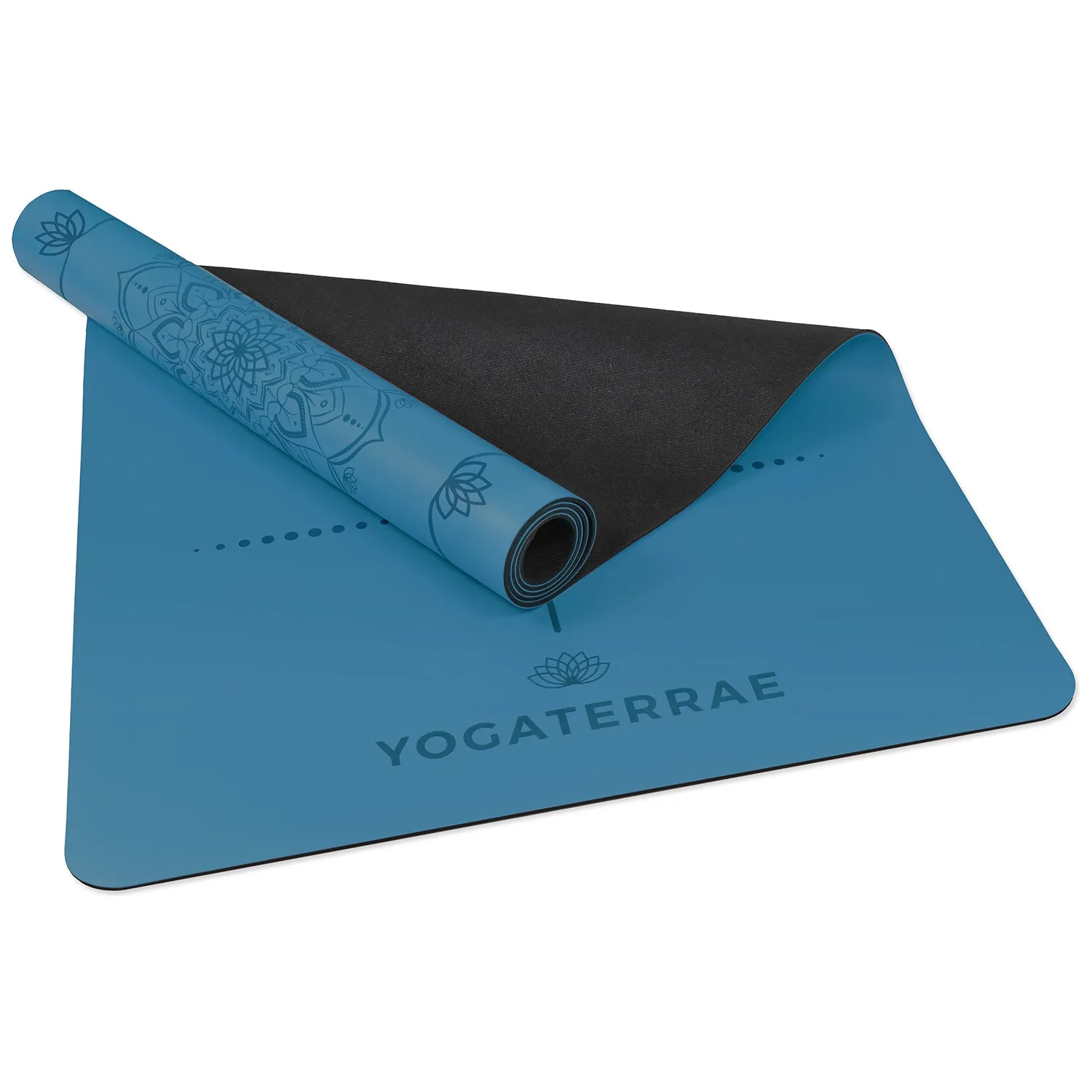 TAPIS DE YOGA MANDALA BLEU POLAIRE EN PU-CAOUTCHOUC NATUREL