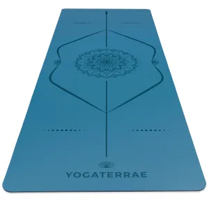 TAPIS DE YOGA MANDALA BLEU POLAIRE EN PU-CAOUTCHOUC NATUREL