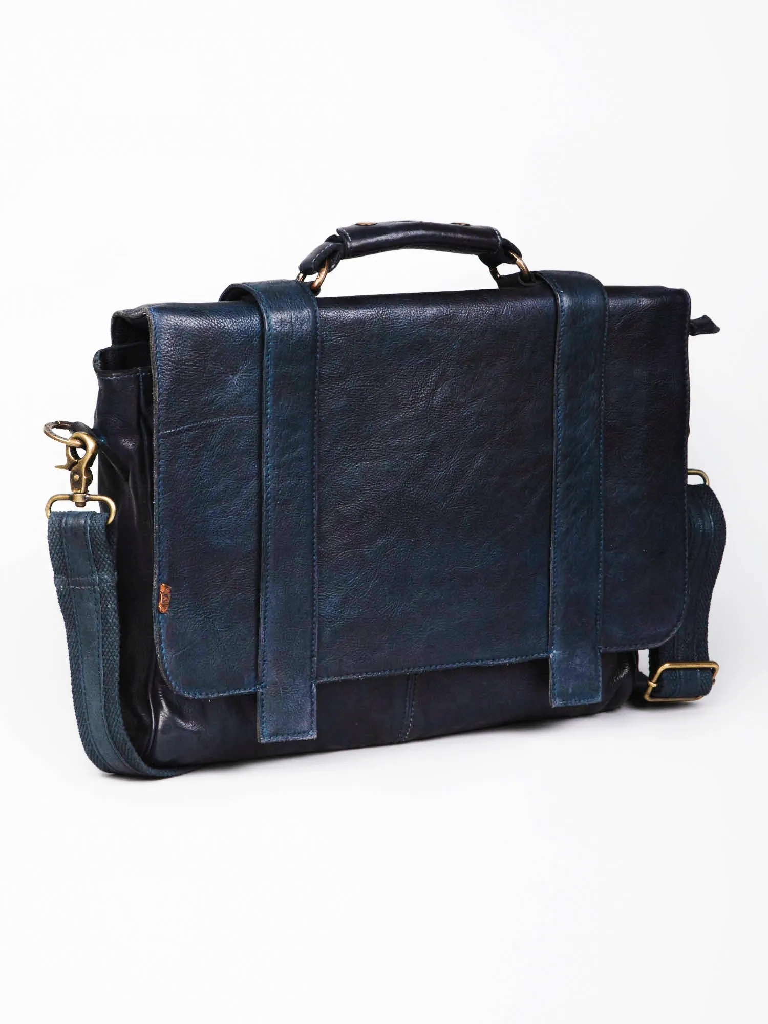 Vintage Black Leather Men's Messenger Bag By Art N Vintage