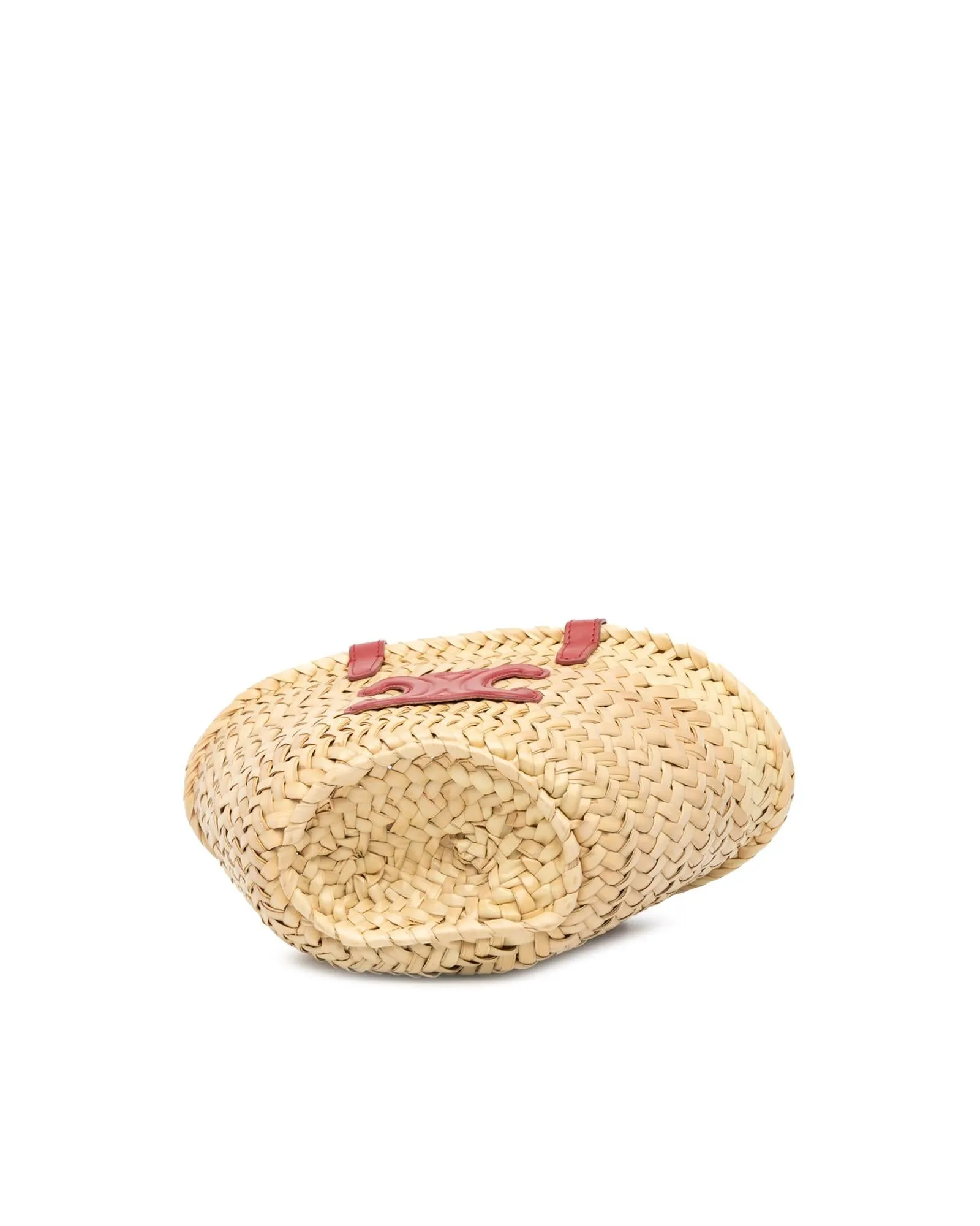 Woven Raffia Satchel with Leather Handles and Shoulder Strap